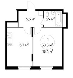 Apartment Sale, 38.5 sq. m. at Peredelkino Blizhnee, Korneya Chukovskogo Street, 1, Vnukovskoye Settlement, Moscow, Russia #3