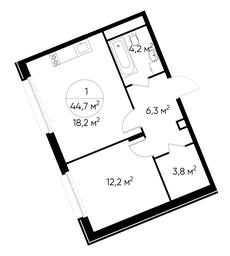 Apartment Sale, 44.7 sq. m. at Peredelkino Blizhnee, Korneya Chukovskogo Street, 1, Vnukovskoye Settlement, Moscow, Russia #4