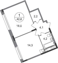 Apartment Sale, 42.8 sq. m. at Peredelkino Blizhnee, Korneya Chukovskogo Street, 1, Vnukovskoye Settlement, Moscow, Russia #2 Apartment Sale, 42.8 sq. m. at Peredelkino Blizhnee, Korneya Chukovskogo Street, 1, Vnukovskoye Settlement, Moscow, Russia #2