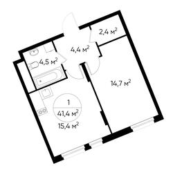 Apartment Sale, 41.4 sq. m. at Peredelkino Blizhnee, Korneya Chukovskogo Street, 1, Vnukovskoye Settlement, Moscow, Russia #3 Apartment Sale, 41.4 sq. m. at Peredelkino Blizhnee, Korneya Chukovskogo Street, 1, Vnukovskoye Settlement, Moscow, Russia #3