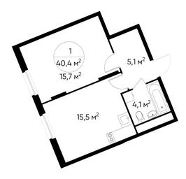 Apartment Sale, 40.4 sq. m. at Peredelkino Blizhnee, Korneya Chukovskogo Street, 1, Vnukovskoye Settlement, Moscow, Russia #3