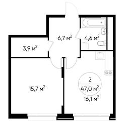 Apartment Sale, 47 sq. m. at Peredelkino Blizhnee, Korneya Chukovskogo Street, 1, Vnukovskoye Settlement, Moscow, Russia #3