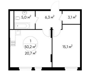 Apartment Sale, 50.2 sq. m. at Peredelkino Blizhnee, Korneya Chukovskogo Street, 1, Vnukovskoye Settlement, Moscow, Russia #3