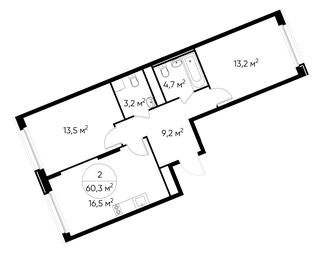 2-BD Apartment Sale, 59.1平方米 at Peredelkino Blizhnee, Korneya Chukovskogo Street, 1, Vnukovskoye Settlement, Moscow, Russia #4
