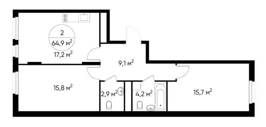 2-BD Apartment Sale, 64.9平方米 at Peredelkino Blizhnee, Korneya Chukovskogo Street, 1, Vnukovskoye Settlement, Moscow, Russia #3 2-BD Apartment Sale, 64.9平方米 at Peredelkino Blizhnee, Korneya Chukovskogo Street, 1, Vnukovskoye Settlement, Moscow, Russia #3