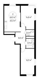 2-BD Apartment Sale, 66.4 sq. m. at Peredelkino Blizhnee, Korneya Chukovskogo Street, 1, Vnukovskoye Settlement, Moscow, Russia #3
