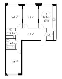 3-BD Apartment Sale, 83.1 sq. m. at Peredelkino Blizhnee, Korneya Chukovskogo Street, 1, Vnukovskoye Settlement, Moscow, Russia #3