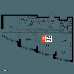 3-BD Apartment Sale, 77.9平方米 at Rotterdam, Varshavskoye Highway, 37Ак1с2, Moscow, Russia #2 3-BD Apartment Sale, 77.9平方米 at Rotterdam, Varshavskoye Highway, 37Ак1с2, Moscow, Russia #2