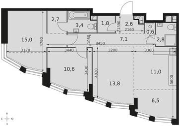3-BD Apartment Sale, 77.9平方米 at Rotterdam, Varshavskoye Highway, 37Ак1с2, Moscow, Russia #4