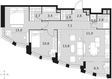 3-BD Apartment Sale, 77.9平方米 at Rotterdam, Varshavskoye Highway, 37Ак1с2, Moscow, Russia #3 3-BD Apartment Sale, 77.9平方米 at Rotterdam, Varshavskoye Highway, 37Ак1с2, Moscow, Russia #3