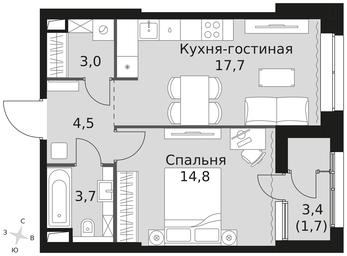 1-BD Apartment Sale, 45.4 sq. m. at Sky Garden, Stroitelny Drive, 9с6, Moscow, Russia #4