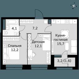 2-BD Apartment Sale, 52.9平方米 at Sky Garden, Stroitelny Drive, 9с6, Moscow, Russia #2