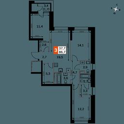 3-BD Apartment Sale, 86.7平方米 at Sky Garden, Stroitelny Drive, 9с6, Moscow, Russia #3 3-BD Apartment Sale, 86.7平方米 at Sky Garden, Stroitelny Drive, 9с6, Moscow, Russia #3