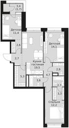 3-BD Apartment Sale, 86.7平方米 at Sky Garden, Stroitelny Drive, 9с6, Moscow, Russia #4