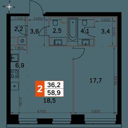 2-BD Apartment Sale, 58.9 sq. m. at Amber City, 3rd Khoroshyovsky Drive, 3А, Moscow, Russia #2 2-BD Apartment Sale, 58.9 sq. m. at Amber City, 3rd Khoroshyovsky Drive, 3А, Moscow, Russia #2