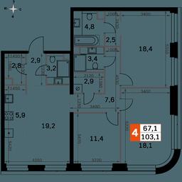 4-BD Apartment Sale, 103.1平方米 at Amber City, 3rd Khoroshyovsky Drive, 3А, Moscow, Russia #2