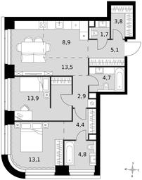 3-BD Apartment Sale, 76.8 sq. m. at Amber City, 3rd Khoroshyovsky Drive, 3А, Moscow, Russia #3 3-BD Apartment Sale, 76.8 sq. m. at Amber City, 3rd Khoroshyovsky Drive, 3А, Moscow, Russia #3