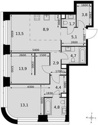 3-BD Apartment Sale, 76.8 sq. m. at Amber City, 3rd Khoroshyovsky Drive, 3А, Moscow, Russia #4