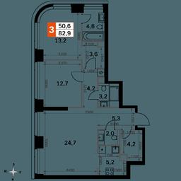 3-BD Apartment Sale, 82.9平方米 at Amber City, 3rd Khoroshyovsky Drive, 3А, Moscow, Russia #2 3-BD Apartment Sale, 82.9平方米 at Amber City, 3rd Khoroshyovsky Drive, 3А, Moscow, Russia #2