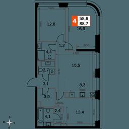 4-BD Apartment Sale, 88.7 sq. m. at Amber City, 3rd Khoroshyovsky Drive, 3А, Moscow, Russia #2