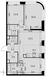 4-BD Apartment Sale, 88.7 sq. m. at Amber City, 3rd Khoroshyovsky Drive, 3А, Moscow, Russia #4