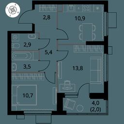 2-BD Apartment Sale, 52 sq. m. at 1 Izmajlovskij, Montazhnaya Street, 8с13, Moscow, Russia #3