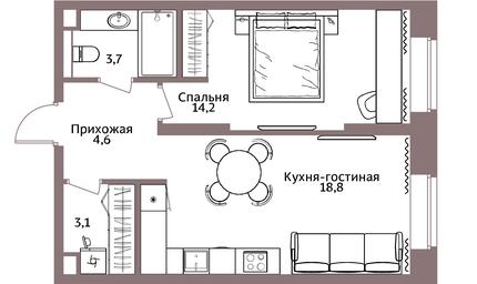 1-BD Apartment Sale, 44.8 sq. m. at Legacy, Michurinsky Avenue, 30А, Moscow, Russia #3