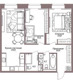 1-BD Apartment Sale, 70.7 sq. m. at Legacy, Michurinsky Avenue, 30А, Moscow, Russia #3