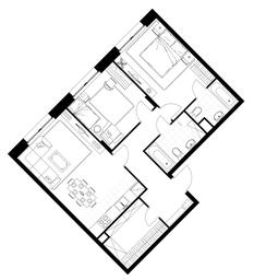 2-BD Apartment Sale, 69.7 sq. m. at Rezidentsii Skolkovo, Kashtanovaya ulitsa, 1, rabochiy posyolok Zarechye, Odintsovskiy City District, Moscow Region, Russia #4