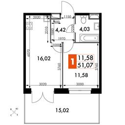 1-BD Apartment Sale, 51.07 sq. m. at Dvizhenie. Govorovo, Центральная улица, 47, деревня Говорово, поселение Московский, Москва, Россия #4