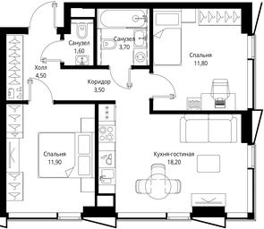 2-BD Apartment Sale, 55.2 sq. m. at Multikvartal CITYZEN, Vishnyovaya Street, Moscow, Russia #4