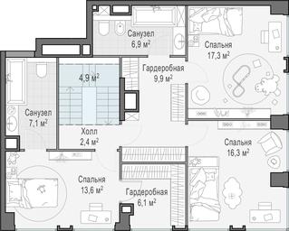 3-BD Apartment Sale, 169.3 sq. m. at Life Time, Sergeya Makeyeva Street, вл11/9с1-10, Moscow, Russia #4