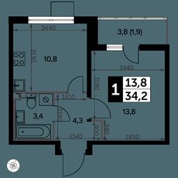 1-BD Apartment Sale, 34.7 sq. m. at Yzhnaya Bitsa, Yuzhnaya Bitsa Residential Complex, posyolok Bittsa, Leninskiy City District, Moscow Region, Russia #4