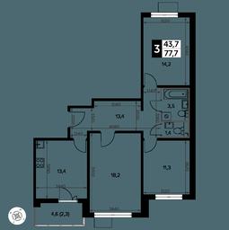 3-BD Apartment Sale, 78.6 sq. m. at Yzhnaya Bitsa, Yuzhnaya Bitsa Residential Complex, posyolok Bittsa, Leninskiy City District, Moscow Region, Russia #2 3-BD Apartment Sale, 78.6 sq. m. at Yzhnaya Bitsa, Yuzhnaya Bitsa Residential Complex, posyolok Bittsa, Leninskiy City District, Moscow Region, Russia #2