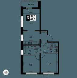 3-BD Apartment Sale, 62.7平方米 at Yzhnaya Bitsa, Yuzhnaya Bitsa Residential Complex, posyolok Bittsa, Leninskiy City District, Moscow Region, Russia #2 3-BD Apartment Sale, 62.7平方米 at Yzhnaya Bitsa, Yuzhnaya Bitsa Residential Complex, posyolok Bittsa, Leninskiy City District, Moscow Region, Russia #2