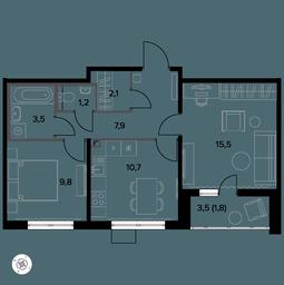 2-BD Apartment Sale, 53.6 sq. m. at Yzhnaya Bitsa, Yuzhnaya Bitsa Residential Complex, posyolok Bittsa, Leninskiy City District, Moscow Region, Russia #3 2-BD Apartment Sale, 53.6 sq. m. at Yzhnaya Bitsa, Yuzhnaya Bitsa Residential Complex, posyolok Bittsa, Leninskiy City District, Moscow Region, Russia #3