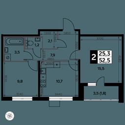 2-BD Apartment Sale, 53.6 sq. m. at Yzhnaya Bitsa, Yuzhnaya Bitsa Residential Complex, posyolok Bittsa, Leninskiy City District, Moscow Region, Russia #2 2-BD Apartment Sale, 53.6 sq. m. at Yzhnaya Bitsa, Yuzhnaya Bitsa Residential Complex, posyolok Bittsa, Leninskiy City District, Moscow Region, Russia #2