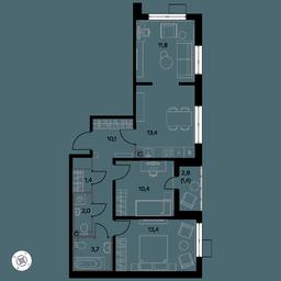 3-BD Apartment Sale, 68.6平方米 at Yzhnaya Bitsa, Yuzhnaya Bitsa Residential Complex, posyolok Bittsa, Leninskiy City District, Moscow Region, Russia #3