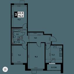 3-BD Apartment Sale, 76.7平方米 at Yzhnaya Bitsa, Yuzhnaya Bitsa Residential Complex, posyolok Bittsa, Leninskiy City District, Moscow Region, Russia #2 3-BD Apartment Sale, 76.7平方米 at Yzhnaya Bitsa, Yuzhnaya Bitsa Residential Complex, posyolok Bittsa, Leninskiy City District, Moscow Region, Russia #2