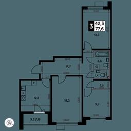 3-BD Apartment Sale, 78.8 sq. m. at Yzhnaya Bitsa, Yuzhnaya Bitsa Residential Complex, posyolok Bittsa, Leninskiy City District, Moscow Region, Russia #2 3-BD Apartment Sale, 78.8 sq. m. at Yzhnaya Bitsa, Yuzhnaya Bitsa Residential Complex, posyolok Bittsa, Leninskiy City District, Moscow Region, Russia #2