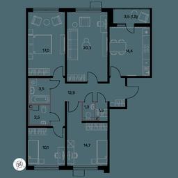 4-BD Apartment Sale, 102.5 sq. m. at Yzhnaya Bitsa, Yuzhnaya Bitsa Residential Complex, posyolok Bittsa, Leninskiy City District, Moscow Region, Russia #3 4-BD Apartment Sale, 102.5 sq. m. at Yzhnaya Bitsa, Yuzhnaya Bitsa Residential Complex, posyolok Bittsa, Leninskiy City District, Moscow Region, Russia #3