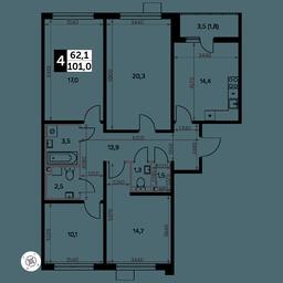 4-BD Apartment Sale, 102.5 sq. m. at Yzhnaya Bitsa, Yuzhnaya Bitsa Residential Complex, posyolok Bittsa, Leninskiy City District, Moscow Region, Russia #2 4-BD Apartment Sale, 102.5 sq. m. at Yzhnaya Bitsa, Yuzhnaya Bitsa Residential Complex, posyolok Bittsa, Leninskiy City District, Moscow Region, Russia #2