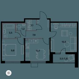 2-BD Apartment Sale, 53.6 sq. m. at Yzhnaya Bitsa, Yuzhnaya Bitsa Residential Complex, posyolok Bittsa, Leninskiy City District, Moscow Region, Russia #3 2-BD Apartment Sale, 53.6 sq. m. at Yzhnaya Bitsa, Yuzhnaya Bitsa Residential Complex, posyolok Bittsa, Leninskiy City District, Moscow Region, Russia #3