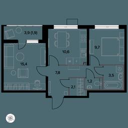 2-BD Apartment Sale, 53.3 sq. m. at Yzhnaya Bitsa, Yuzhnaya Bitsa Residential Complex, posyolok Bittsa, Leninskiy City District, Moscow Region, Russia #3