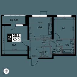2-BD Apartment Sale, 53.3 sq. m. at Yzhnaya Bitsa, Yuzhnaya Bitsa Residential Complex, posyolok Bittsa, Leninskiy City District, Moscow Region, Russia #2