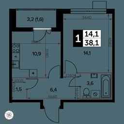 1-BD Apartment Sale, 38.6平方米 at Yzhnaya Bitsa, Yuzhnaya Bitsa Residential Complex, posyolok Bittsa, Leninskiy City District, Moscow Region, Russia #2 1-BD Apartment Sale, 38.6平方米 at Yzhnaya Bitsa, Yuzhnaya Bitsa Residential Complex, posyolok Bittsa, Leninskiy City District, Moscow Region, Russia #2