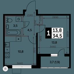 1-BD Apartment Sale, 34.9 sq. m. at Yzhnaya Bitsa, Yuzhnaya Bitsa Residential Complex, posyolok Bittsa, Leninskiy City District, Moscow Region, Russia #4