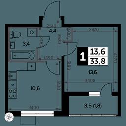 1-BD Apartment Sale, 34.4 sq. m. at Yzhnaya Bitsa, Yuzhnaya Bitsa Residential Complex, posyolok Bittsa, Leninskiy City District, Moscow Region, Russia #2