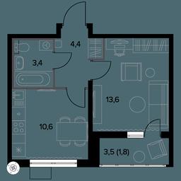 1-BD Apartment Sale, 34.4 sq. m. at Yzhnaya Bitsa, Yuzhnaya Bitsa Residential Complex, posyolok Bittsa, Leninskiy City District, Moscow Region, Russia #3