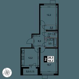 2-BD Apartment Sale, 58.2平方米 at Pervy Yuzhny, zhiloy kompleks Pervy Yuzhny, Leninskiy City District, Moscow Region, Russia #2 2-BD Apartment Sale, 58.2平方米 at Pervy Yuzhny, zhiloy kompleks Pervy Yuzhny, Leninskiy City District, Moscow Region, Russia #2